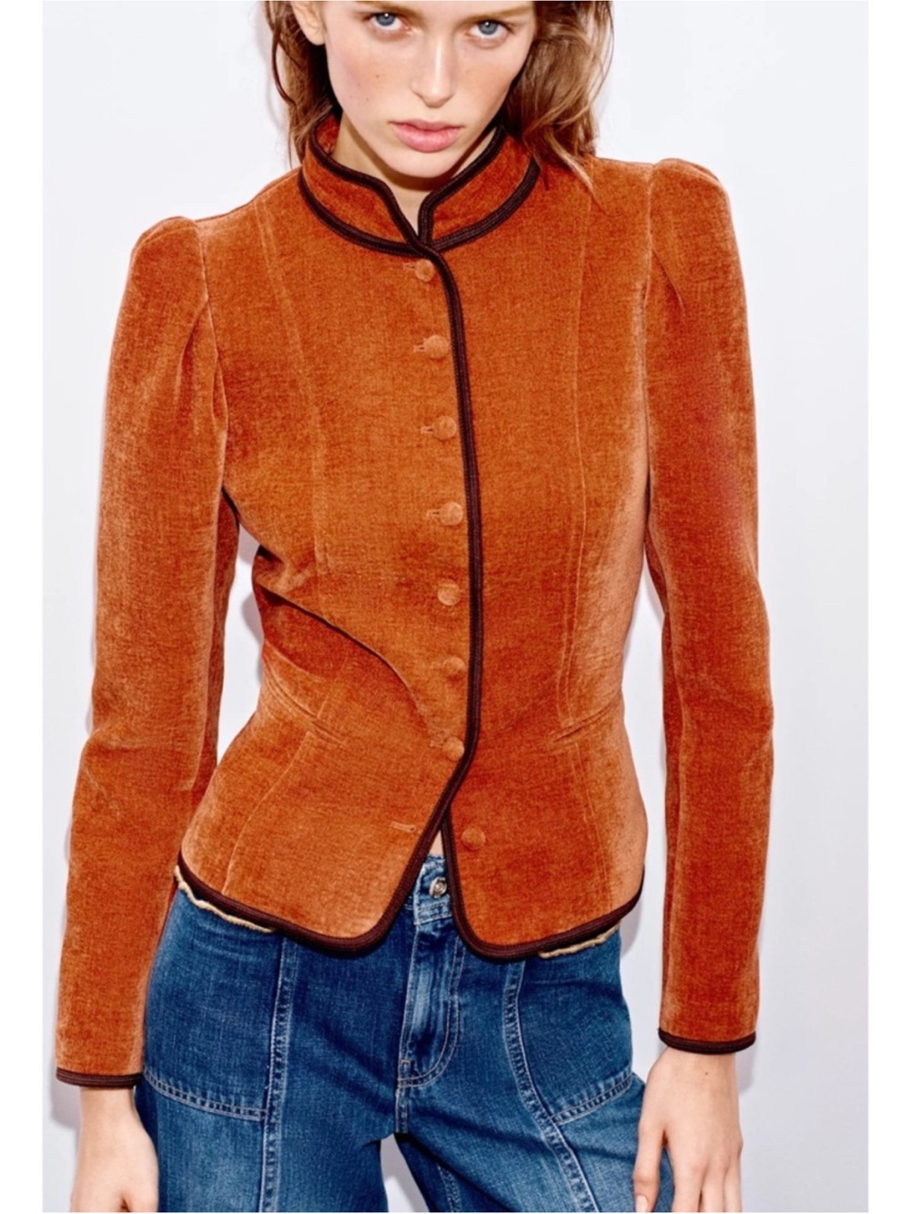 Zara CONTRASTING TRIM BLAZER